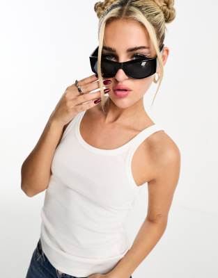 Canotta corta casual senza spalline da donna, aderente, in stile Y2K