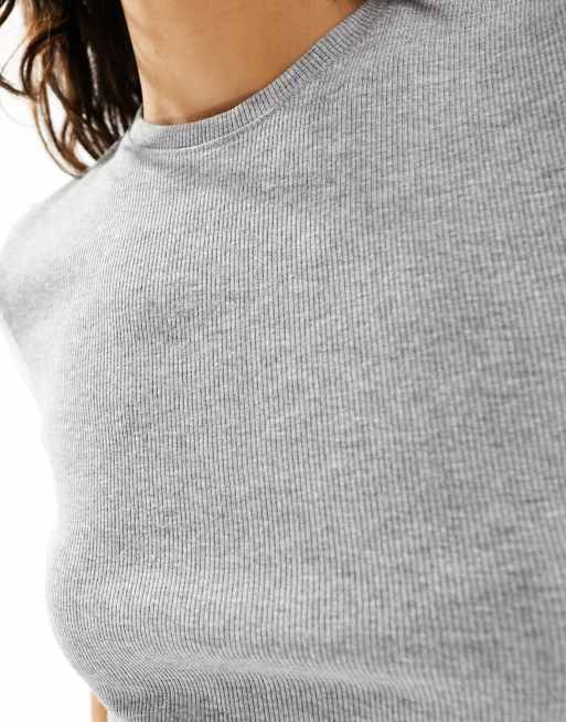 Weekday Close fitted t-shirt in grey melange, 2 of 4