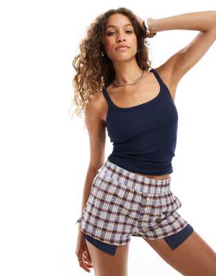 weekday close fitted tank top in navy