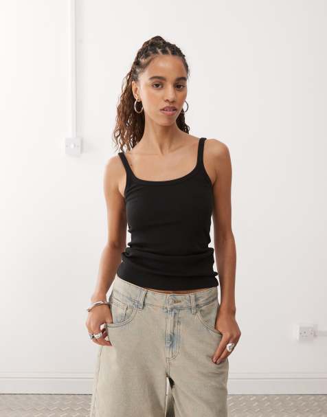 Weekday Close fitted vest in black - view 1