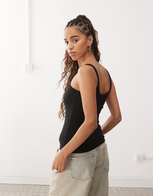 Weekday Close fitted vest in black