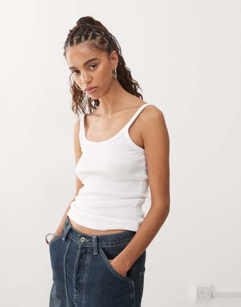 Weekday Close fitted vest in white - view 1
