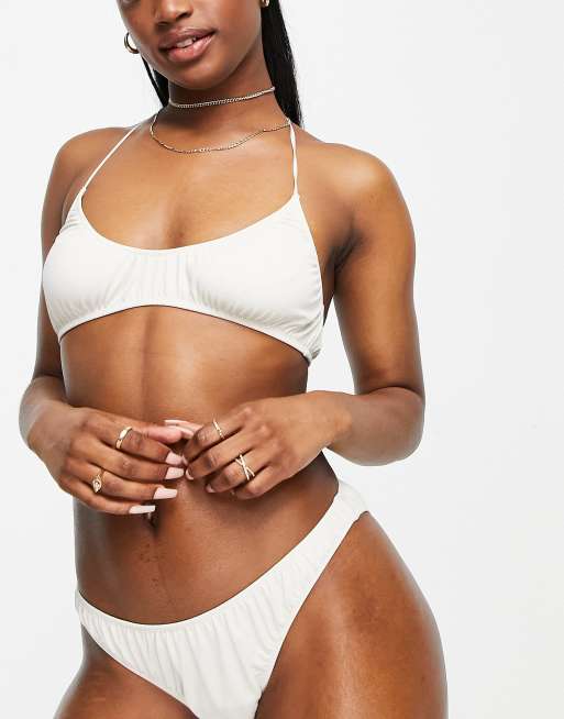 Weekday Cloud triangle bikini top in off white ASOS