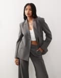 [Weekday] Weekday co-ord blazer in grey melange stripe 34 Grey melange
