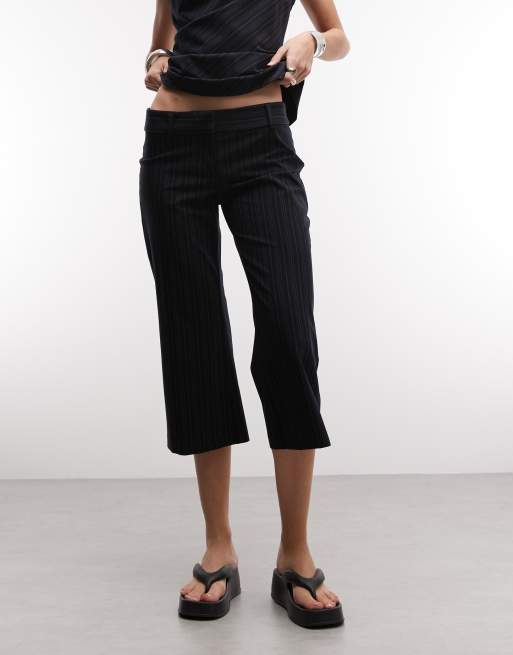 Weekday co-ord cropped tailored trousers in navy stripe, 2 of 5