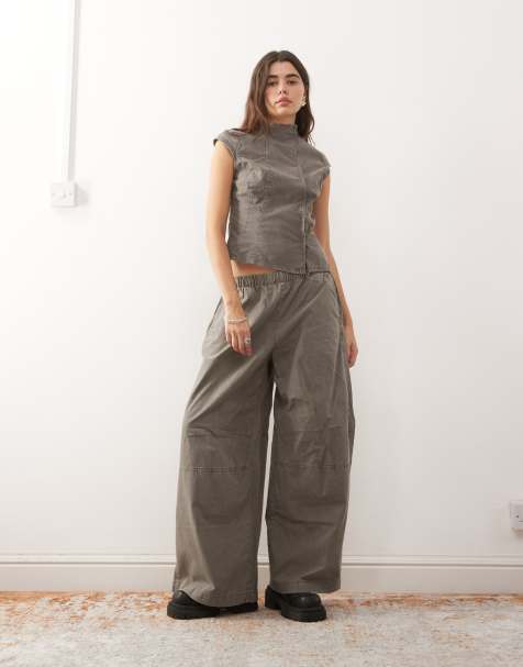 Weekday co-ord high neck cap sleeve top in washed grey - view 1