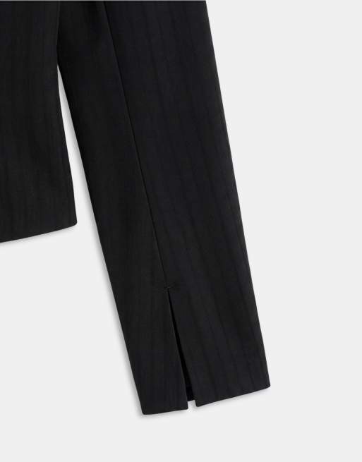 Weekday co-ord hook and eye shirt in black stripe, 8 of 8