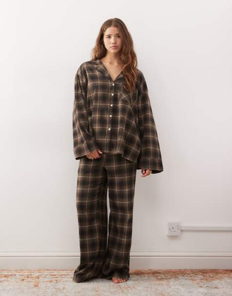 Weekday co-ord lounge in brown check - view 1