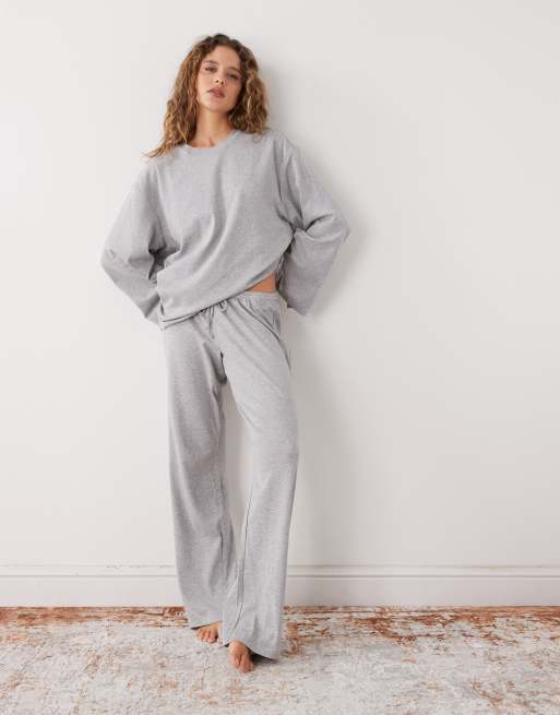 Weekday co-ord lounge oversized long sleeve top in grey melange , 2 of 4