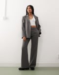 [Weekday] Weekday co-ord mid waist slouchy pants with front pleats in grey melange stripe 34 Grey melange