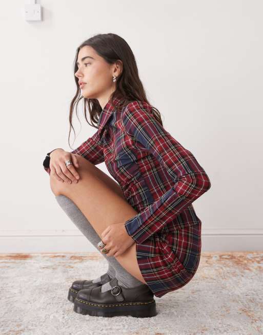Weekday mini skirt in red plaid - part of a set