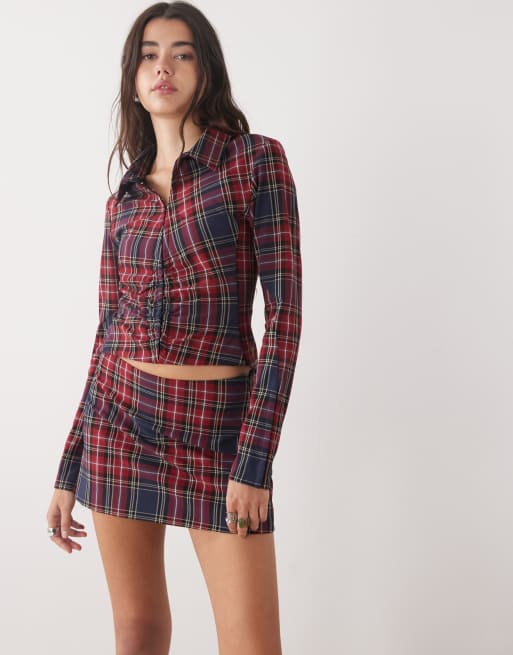 Weekday mini skirt in red plaid - part of a set