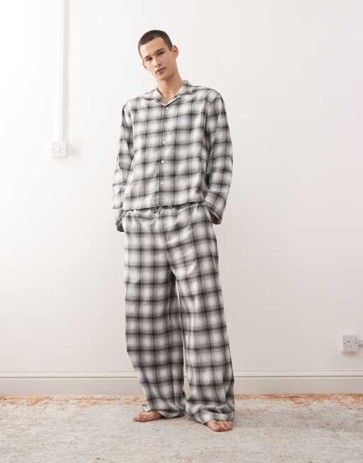 Weekday co-ord oversized flannel shirt pyjamas in black & white check, 2 of 4