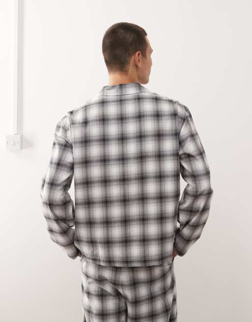 Weekday co-ord oversized flannel shirt pyjamas in black & white check, 3 of 4