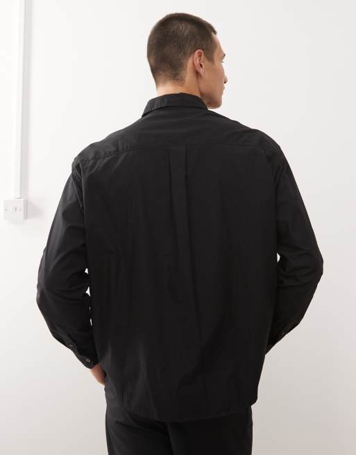 Weekday co-ord oversized shirt with silver embroidery in black, 3 of 5
