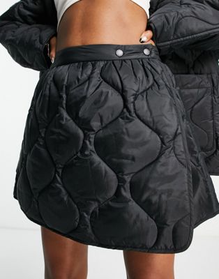 Weekday co-ord quilted mini skirt in black