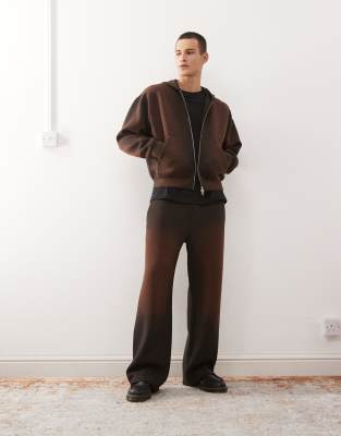 Weekday Co-ord Scuba-style Fabric Zip Through Hoodie In Brown