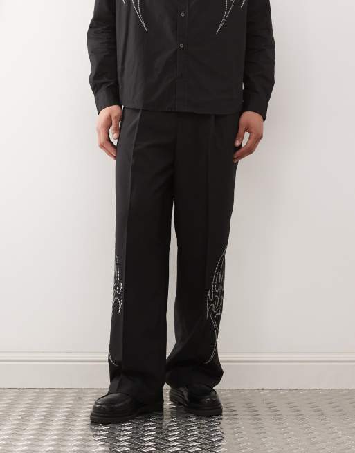 Weekday co-ord tailored trousers with silver embroidery in black, 2 of 5
