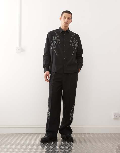 Weekday co-ord tailored trousers with silver embroidery in black - view 1
