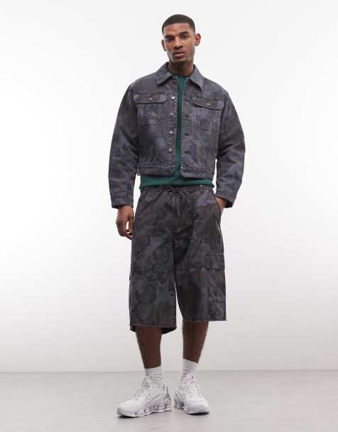 Weekday co-ord trucker jacket and shorts in navy camo print - view 1