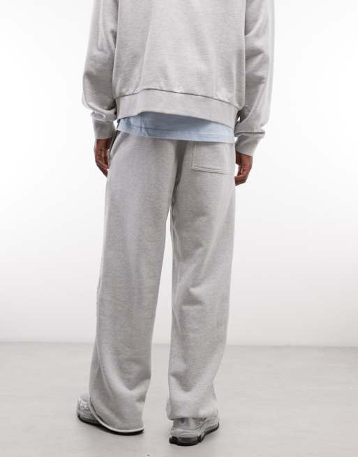 Weekday co-ord wide leg joggers in grey melange with embroidery detail, 4 of 5