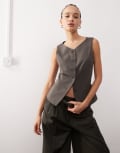 [Weekday] Weekday Cobra waistcoat top in mole-Grey 34 Mole