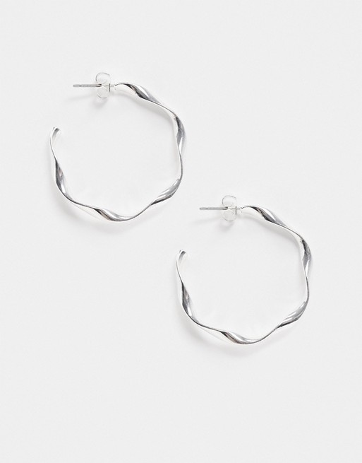 Weekday Coco twisted mid-size hoops in silver
