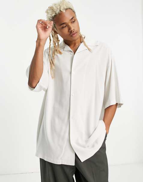 Weekday - Coffee - Oversized skjorte med korte ærmer i beige - view 1