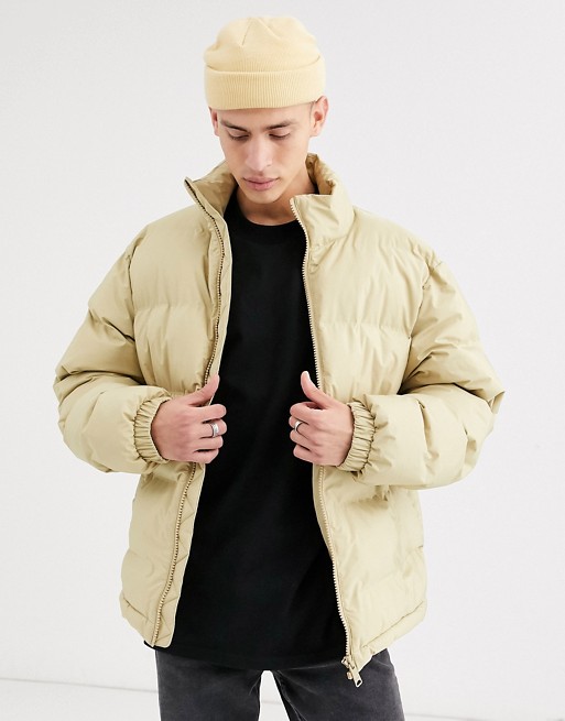 Weekday Cole puffer jacket in beige