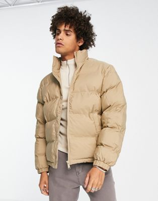 Weekday cole puffer jacket in beige | ASOS