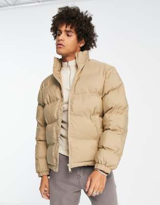 Weekday cole puffer jacket in beige