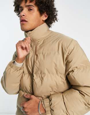 Weekday Cole puffer jacket in beige | ASOS