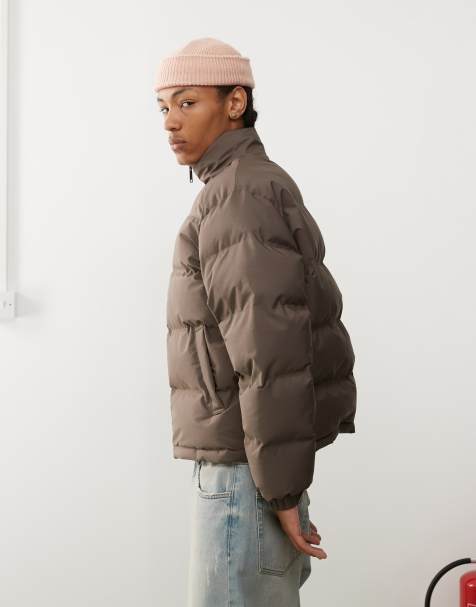 Weekday Cole puffer jacket in dark brown - view 1