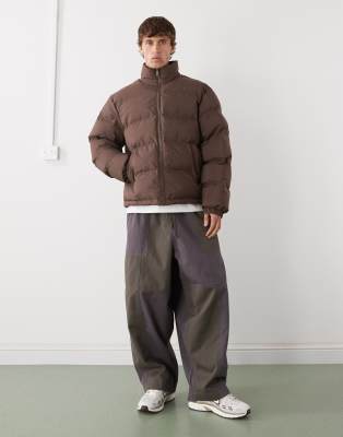 Weekday Cole Puffer Jacket In Brown