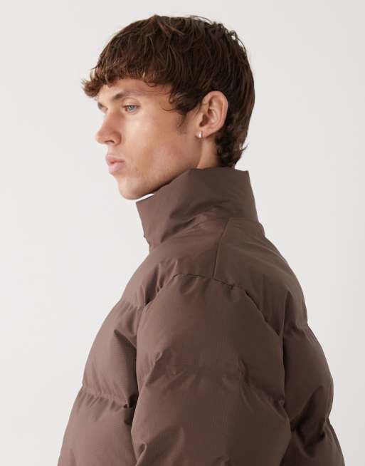 Weekday Cole puffer jacket in dark brown, 4 of 5