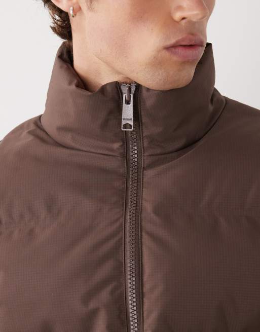 Weekday Cole puffer jacket in dark brown, 5 of 5