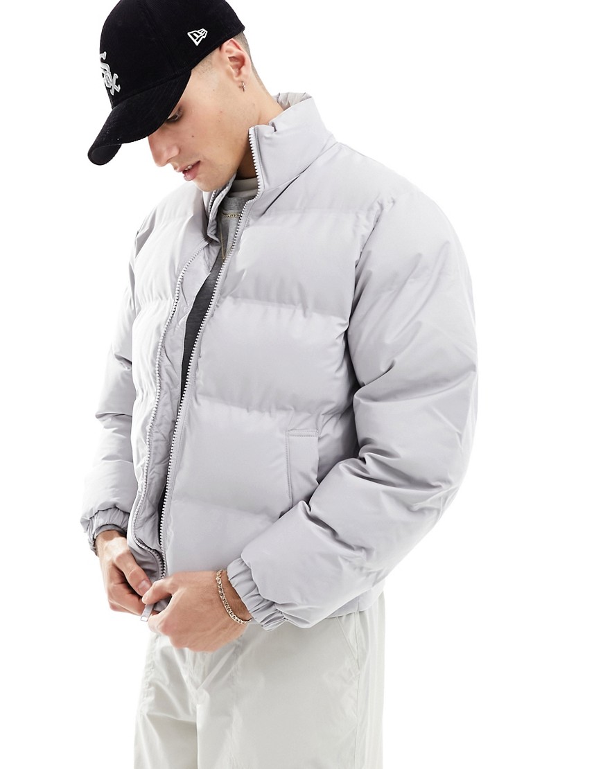 Weekday Cole puffer jacket in light grey