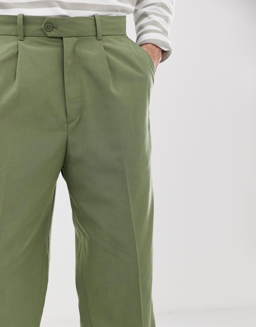 Weekday - Colin - Pantaloni color kaki-Verde