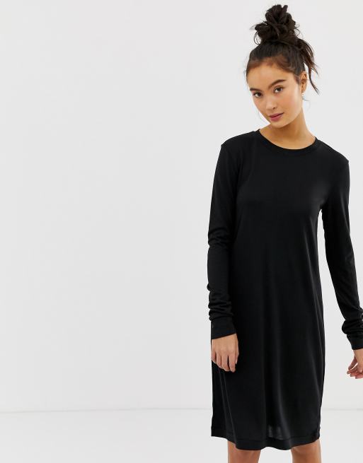 Weekday Column Dress with long sleeves in black | ASOS