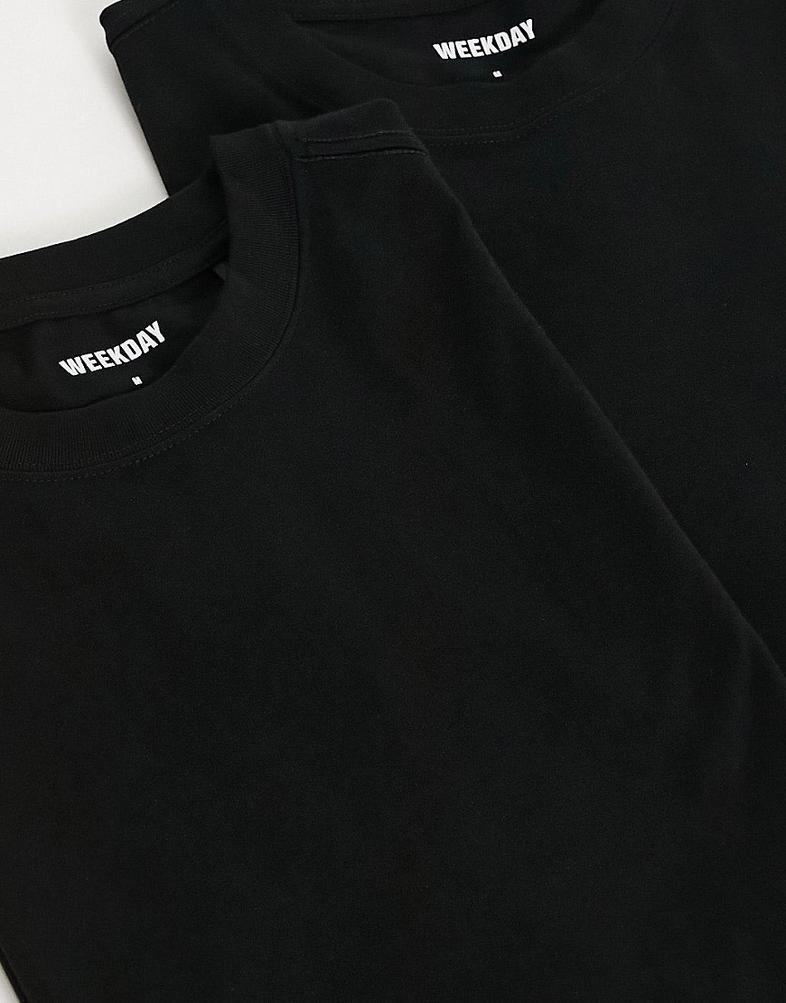 Confezione da 2 T-shirt oversize nere-Black - Weekday T-shirt donna  - immagine1