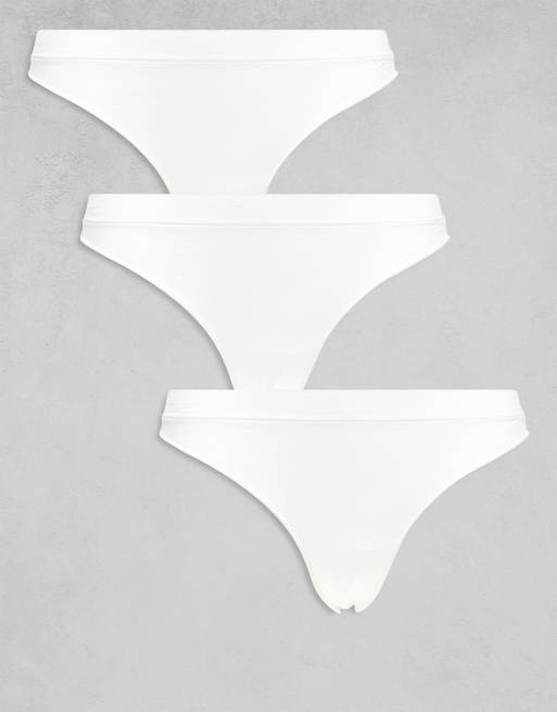 Weekday - Confezione da 3 perizomi morbidi color bianco sporco senza cuciture