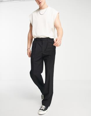 Weekday conrad wide trousers in black - ASOS Price Checker