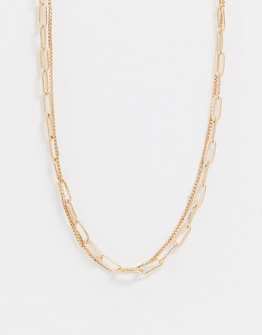 Weekday Contrast double-layer necklace in gold