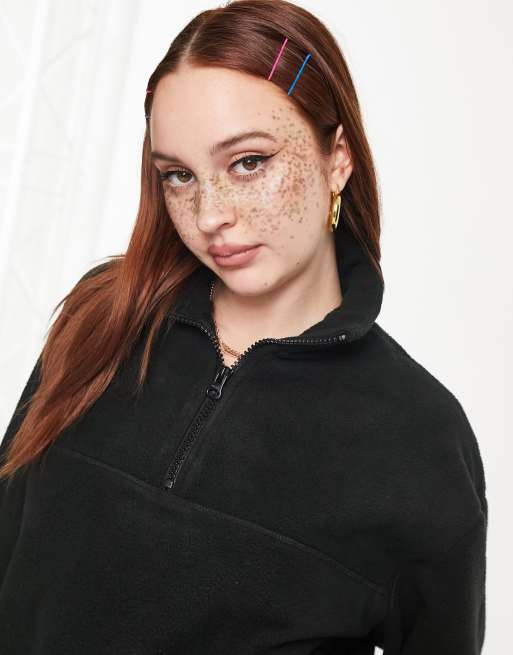 Weekday Cora fleece sweatshirt in black ASOS