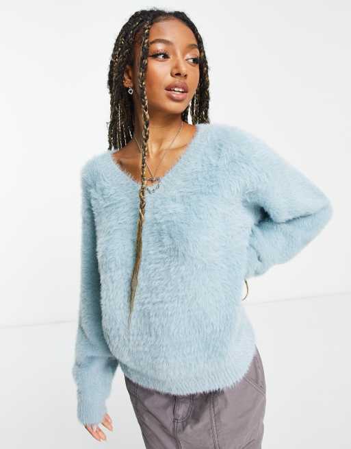 Light blue shop fuzzy sweater