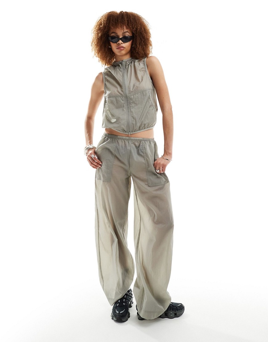 Weekday Coraline co-ord wide leg joggers in grey-White