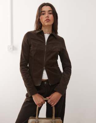 Weekday Corduroy Fitted Jacket In Brown