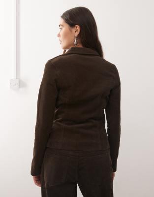 Weekday Corduroy Fitted Jacket In Brown