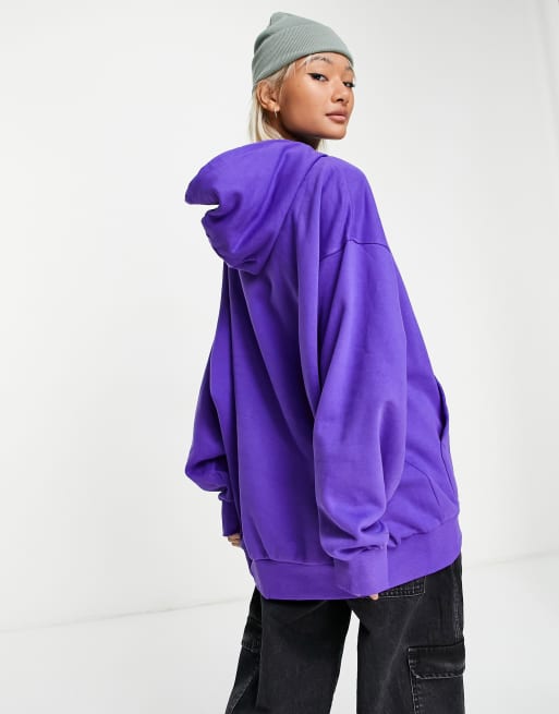 Weekday – Core – Oversize-Kapuzenpullover aus Baumwollmix in leuchtendem Lila - PURPLE, 4 von 4