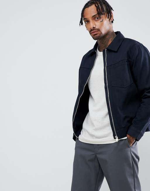 Weekday core zip jacket in navy ASOS